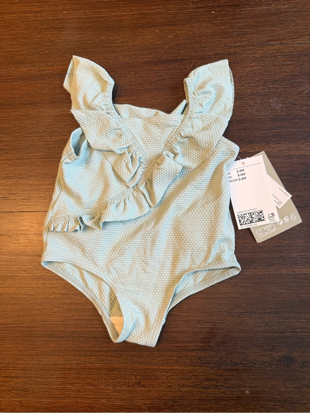 Kids One-Piece Swimsuit with Ruffle Shoulder - Light Mint H&M